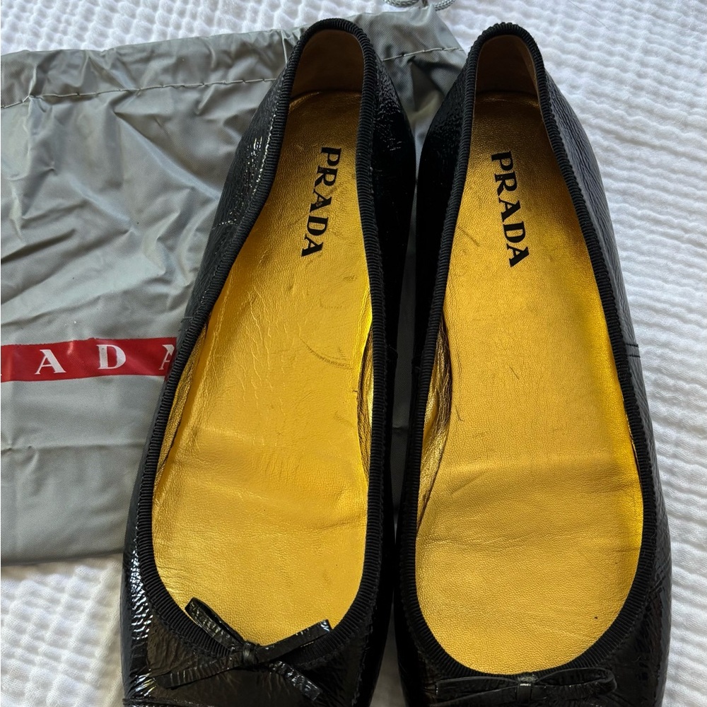 Prada Black and Yellow Flats Minimalist Design